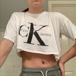 CK Calvin Klein jeans loose logo crop top Size M
